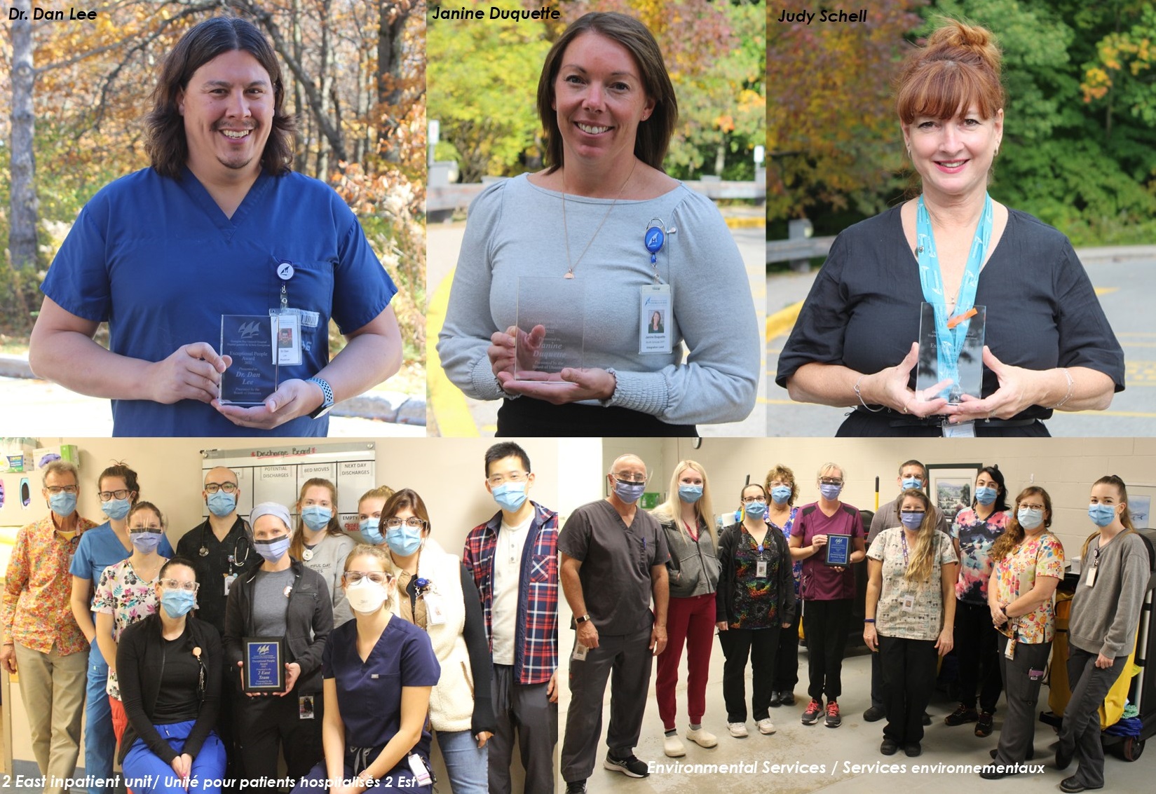 Dr. Dan Lee, Janine Duquette, Judy Schell, 2 East patient unit workers and Environmental Services workers.