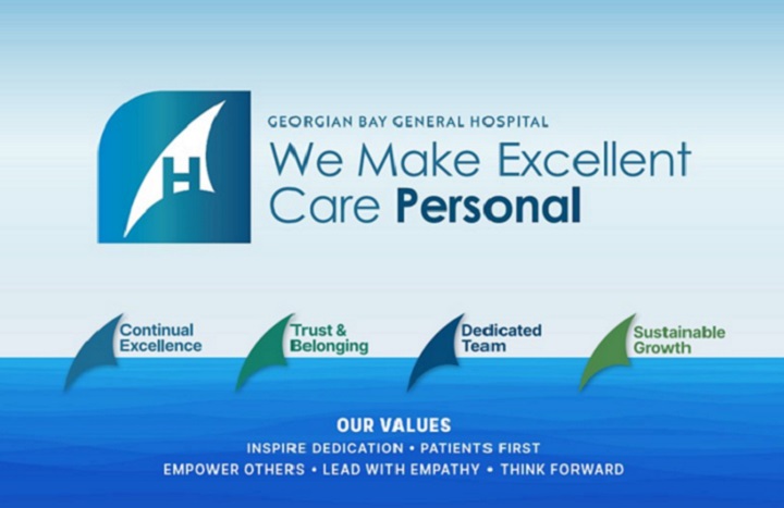 Georgian Bay General Hospital. We make excellent care personal. Our values, inspire, dedication, patients first, empower others, lead with empathy, think forward.